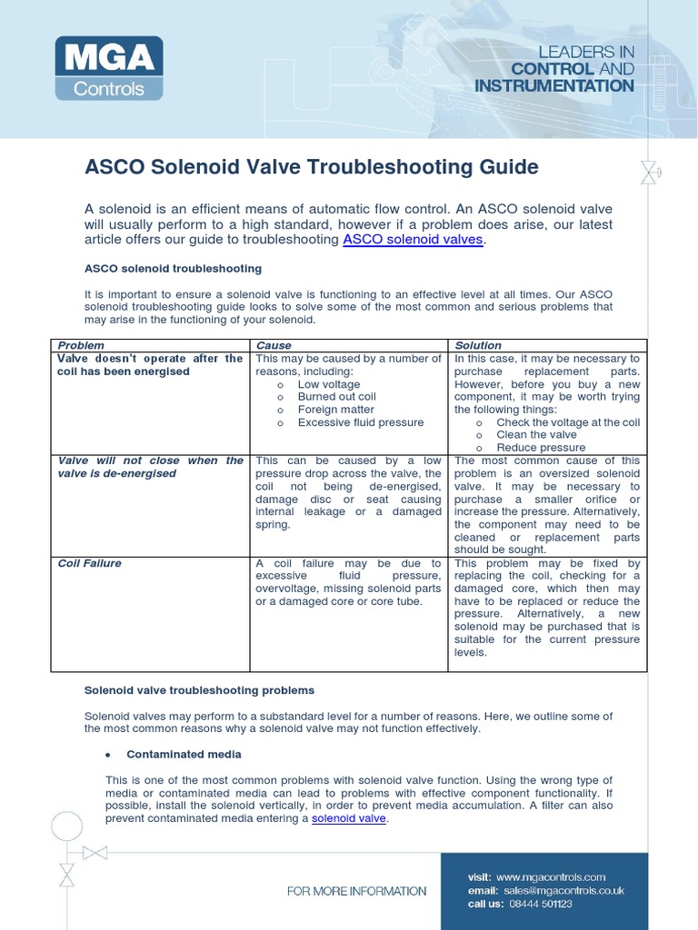 ASCO Solenoid Valve Troubleshooting Guide PDF Troubleshooting Valve