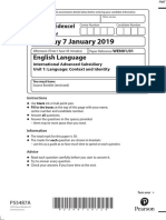 January 2019 (IAL) QP - Unit 1 Edexcel English Language A-Level