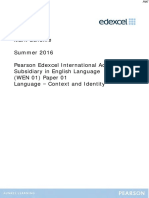 June 2016 (IAL) MS - Unit 1 Edexcel English Language A-Level