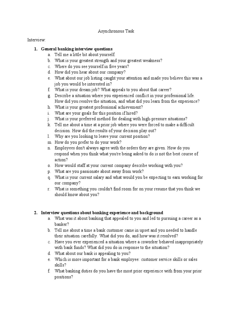 General Banking Interview Questions PDF Banks Overdraft