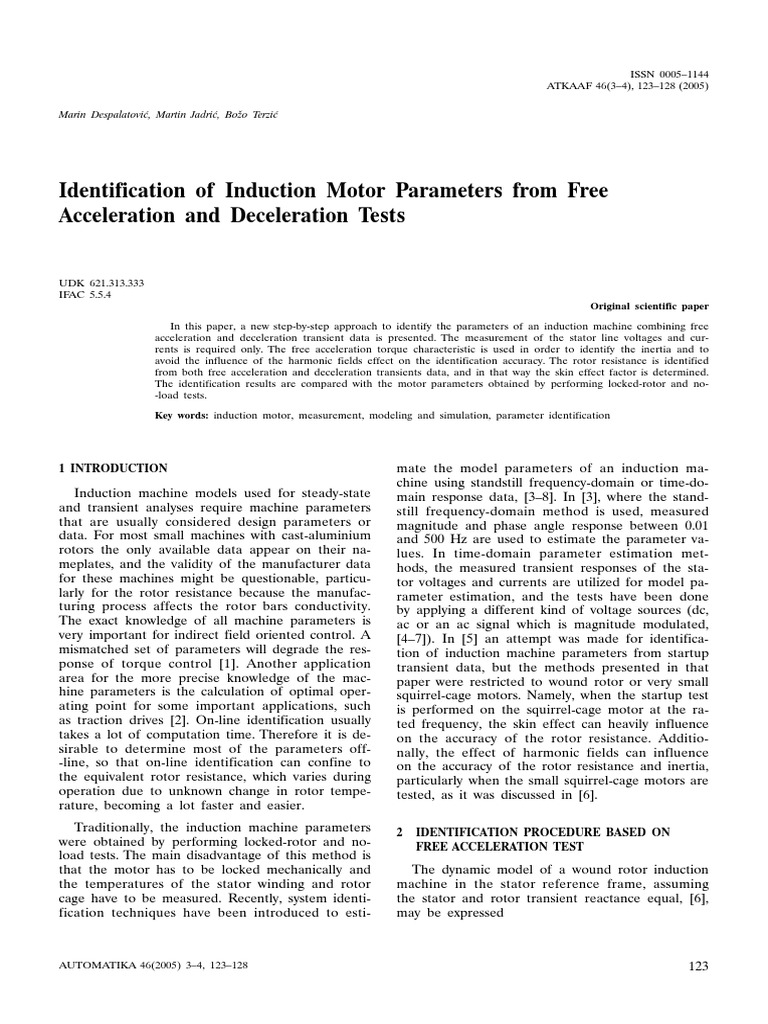Induction Motor Parameter Identification | PDF | Electric Motor ...