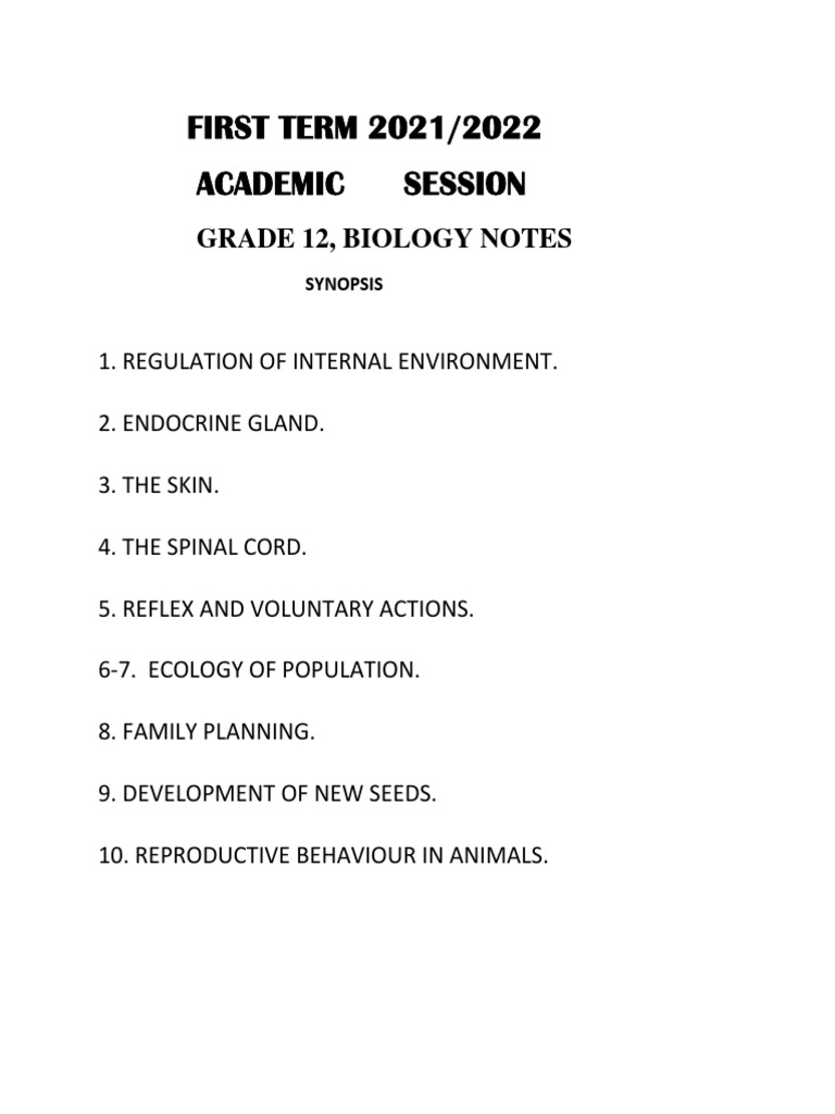 Grade 12 Biology: Homeostasis | PDF | Homeostasis | Skin