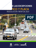 Abecé de Las Excepciones de Pico y Placa, Según La Resolución 118139 de 2021