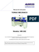 Manual Torno Mecanico de Bancada MR 302 Manrod 220 380v Trifasico