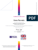 Usra Parvaiz: Certificate of Achievement