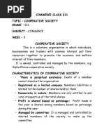 Commerce Class G11 Topic - Cooperative Society Grade - G11 Subject - Commerce Week - 5 Cooperative Society