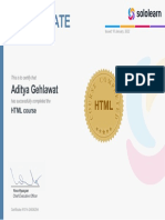 HTML Course Certificate