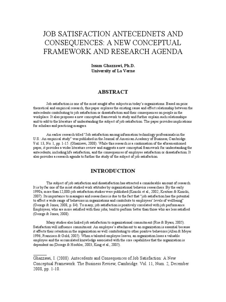 Job Satisfaction: Causes and Effects | PDF | Job Satisfaction | Employment