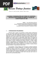 Ingo Wolfgang Sarlet - Algumas considerações em torno do Conteúdo, Eficácia e Efetividade do Direito à Saúde na Consituição de 1988