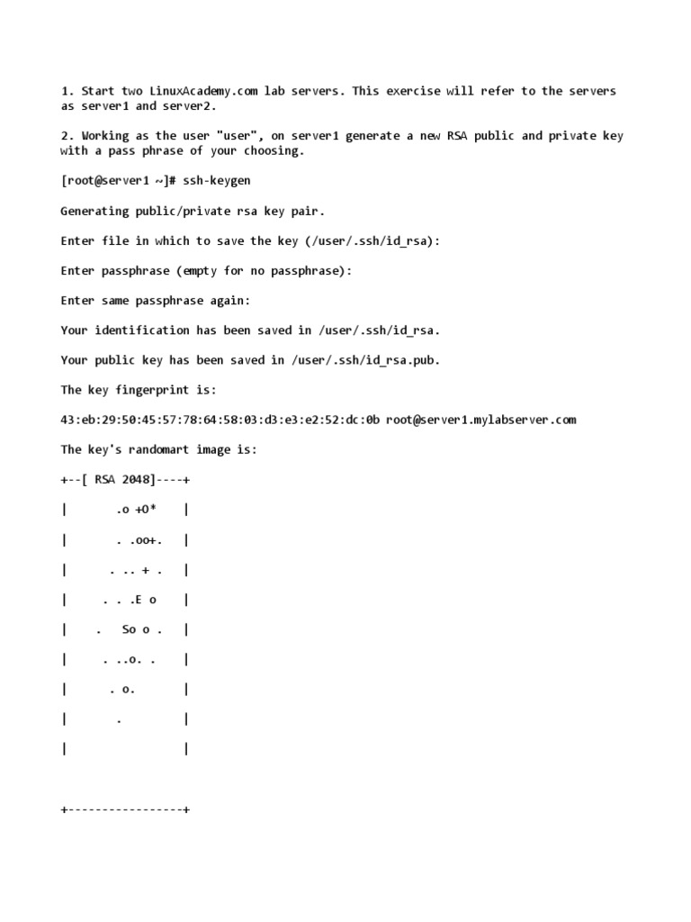 Generate SSH Keys and Connect Servers | PDF