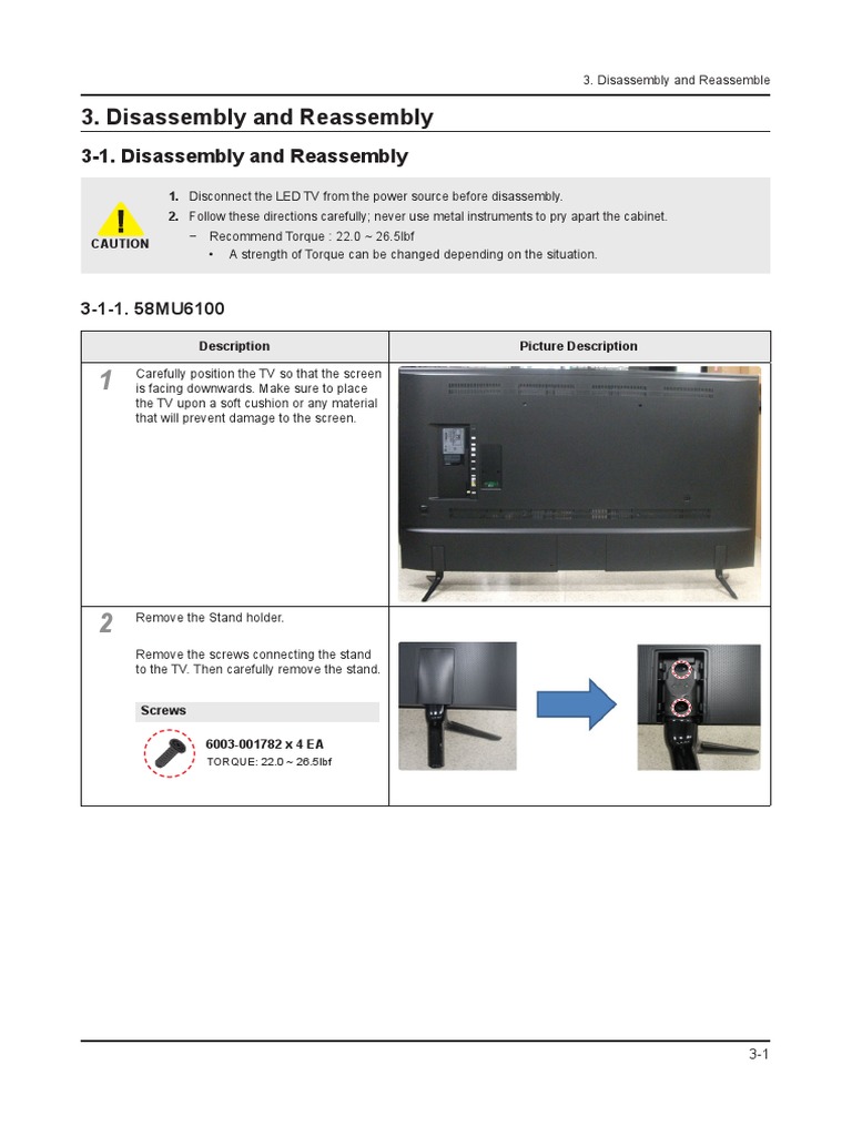 LED TV Disassembly Guide | PDF | Electrical Engineering | Manufactured ...