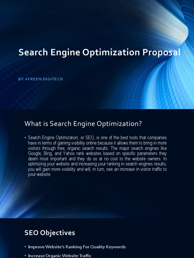 Search Engine Optimization Proposal: by Afreen Digitech | PDF | Business