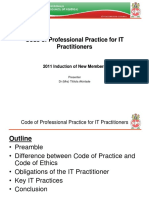 Code of Professional Practice For IT Practitioners: 2011 Induction of New Members