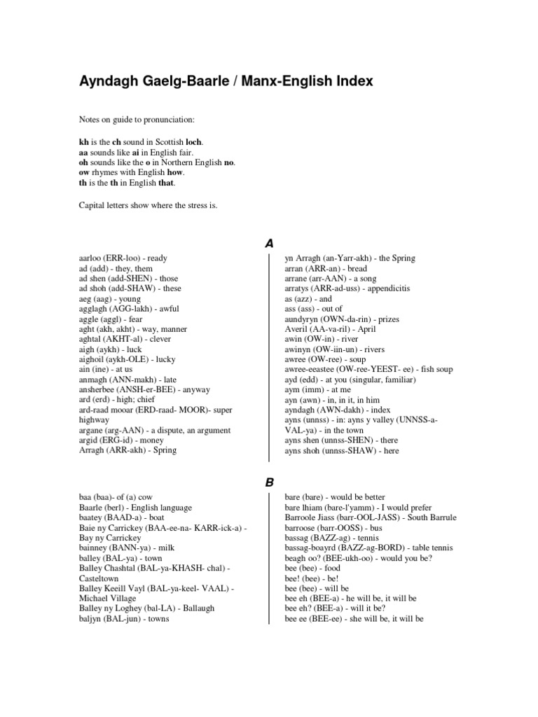 Manx English Pronunciation PDF