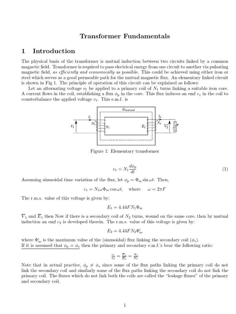 Transformer Fundamentals Overview | PDF | Transformer | Inductor