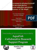 Effects of phytase on tilapia growth and P utilization