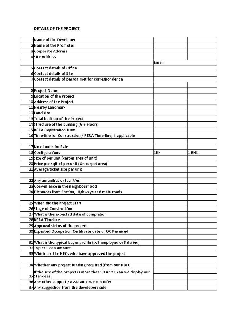 Details Required From Developers | PDF