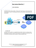 Class Lecture Sheet No - 7: IIG, IGW, Data/Intranet, Auto-Redundancy