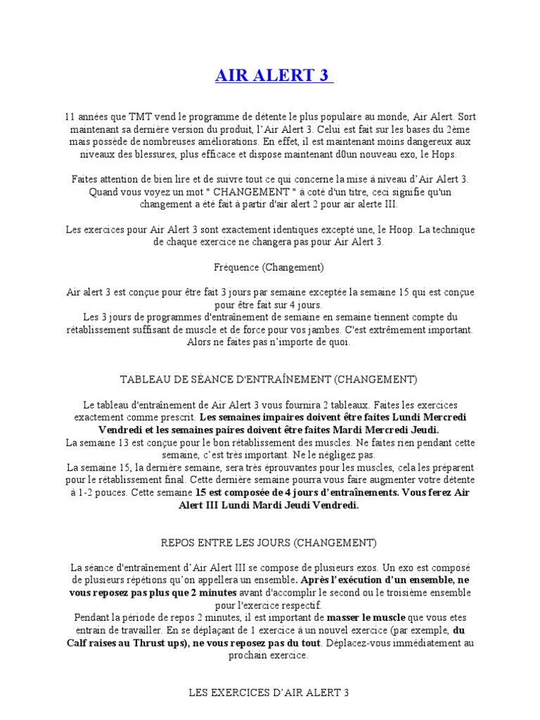 Programme d'entraînement Air Alert 3 | PDF | Des sports | La nature