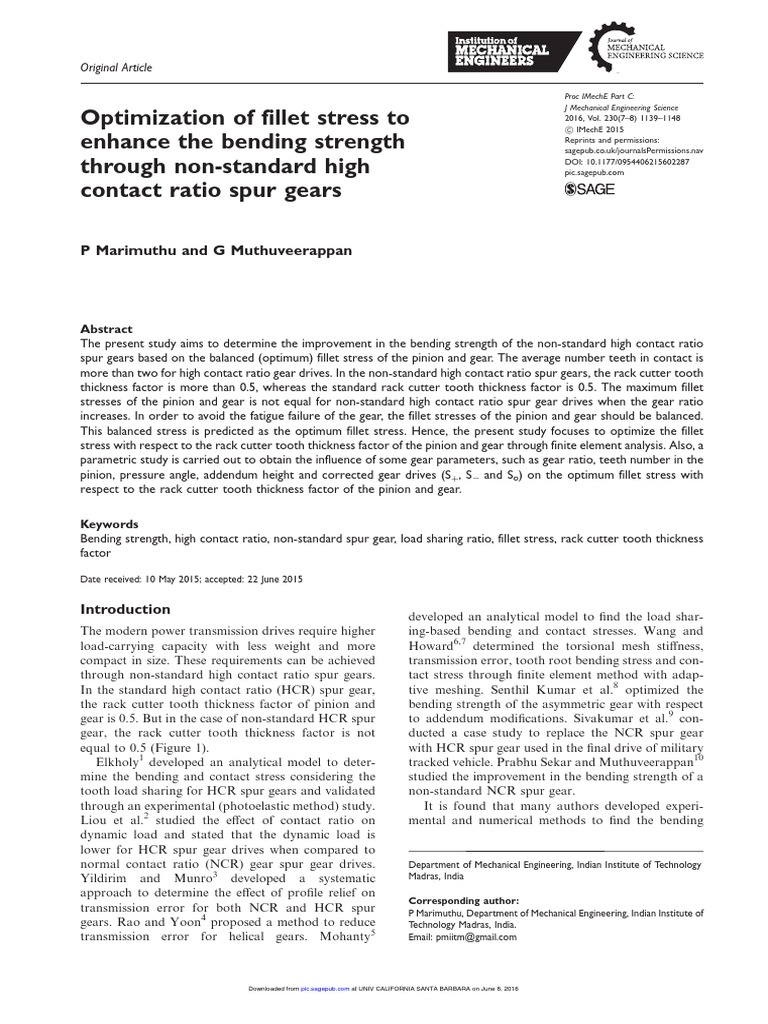 Optimization of Fillet Stress To Enhance The Bending Strength Through