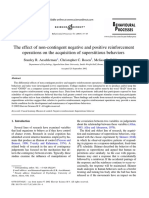 Aeschleman (2003). the Effect of Non-contingent Negative and Positive Reinforcement Operations on the Acquisition of Superstitious Behaviors