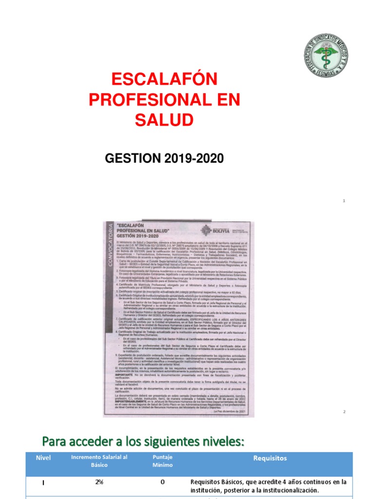 Escalafón Profesional en Salud - 2019 - 2020 | PDF | Hospital | Dietético