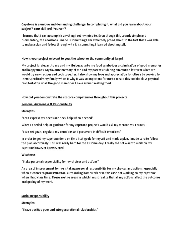 Reflections on My Cookbook Capstone | PDF | Cookbooks | Foods