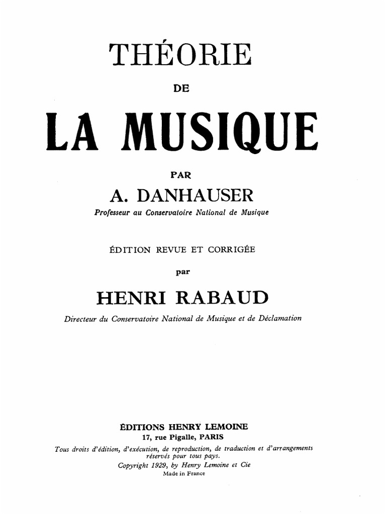 Danhauser Theorie de La Musique | PDF | Clef (musique) | Instruments de ...