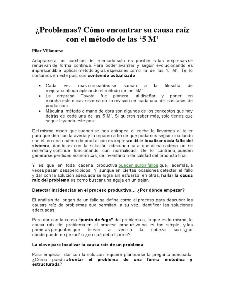 Método de las 5 M en Producción | PDF | Sistema | Toyota