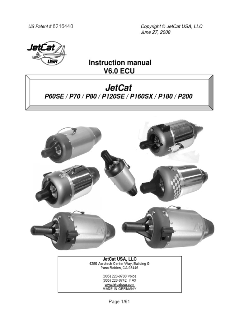 Jetcat: Instruction Manual V6.0 Ecu | PDF | Arbitration | Legal Liability