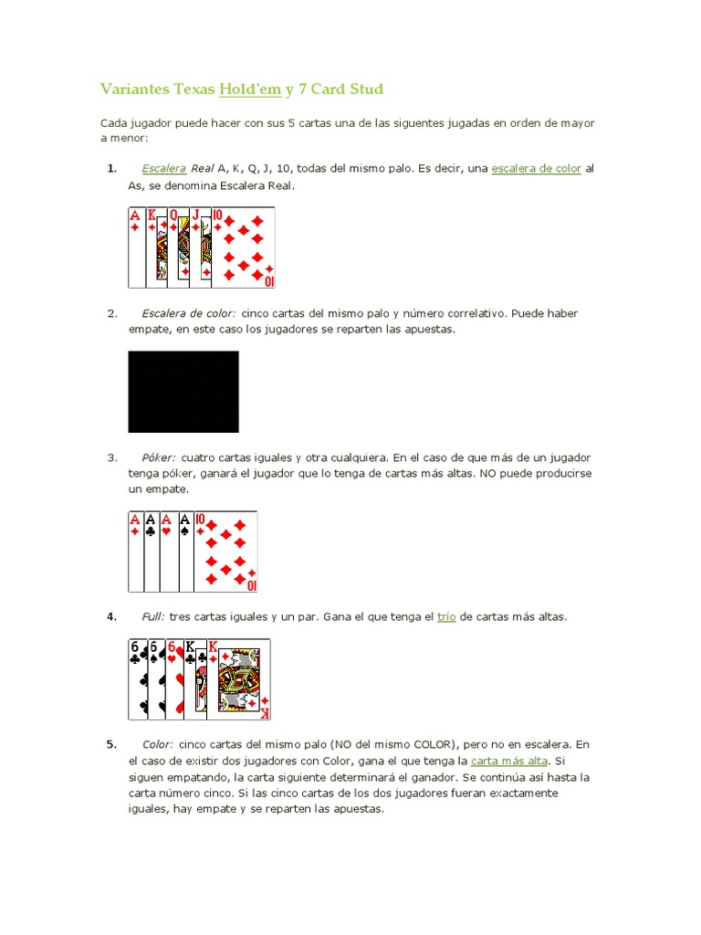 Poker Tecnicas Y Variantes Texas
