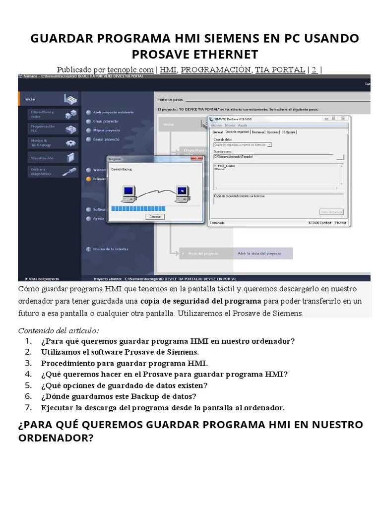 Guardar Programa HMI Siemens con Prosave | PDF | Apoyo | Informática