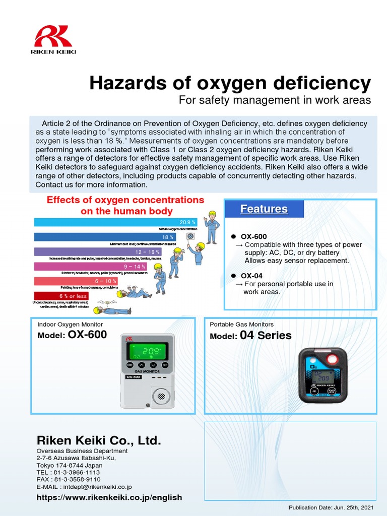 Hazards of Oxygen Deficiency For Safety Management in Work Areas PDF