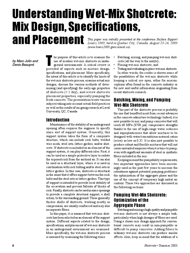 Understanding WetMix Shotcrete Mix Design, Specifications, and