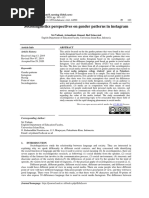 Sociolinguistics perspectives on gender patterns in instagram