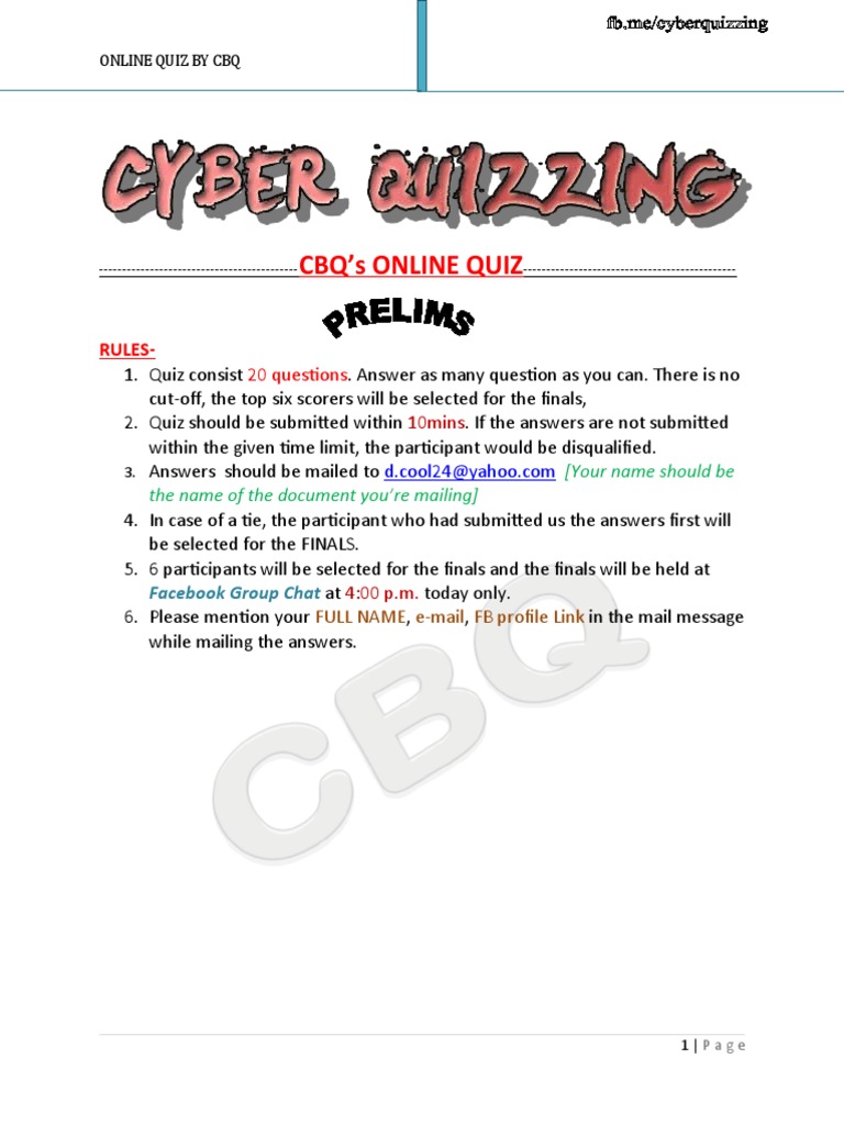 CBQ Online Quiz Rules and Details | PDF
