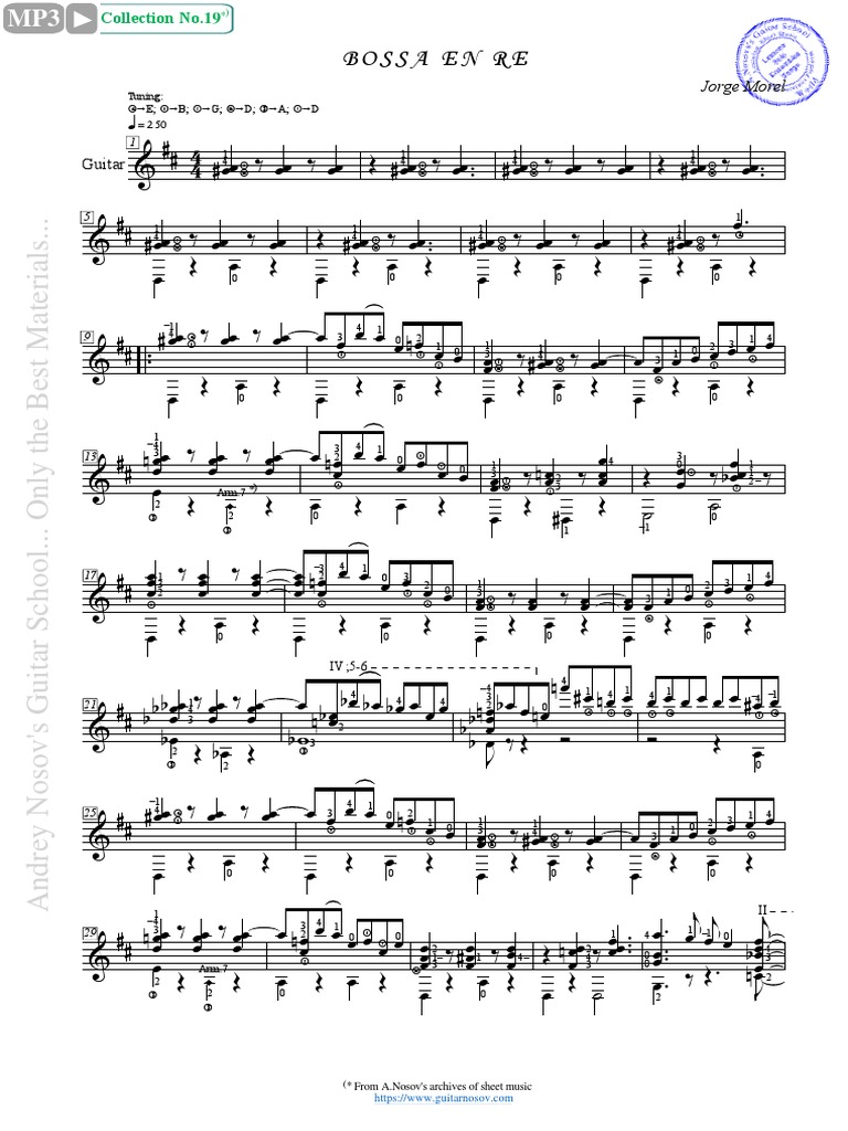 190 Bossa en Re J.Morel PDF Sheet Music Musical Compositions