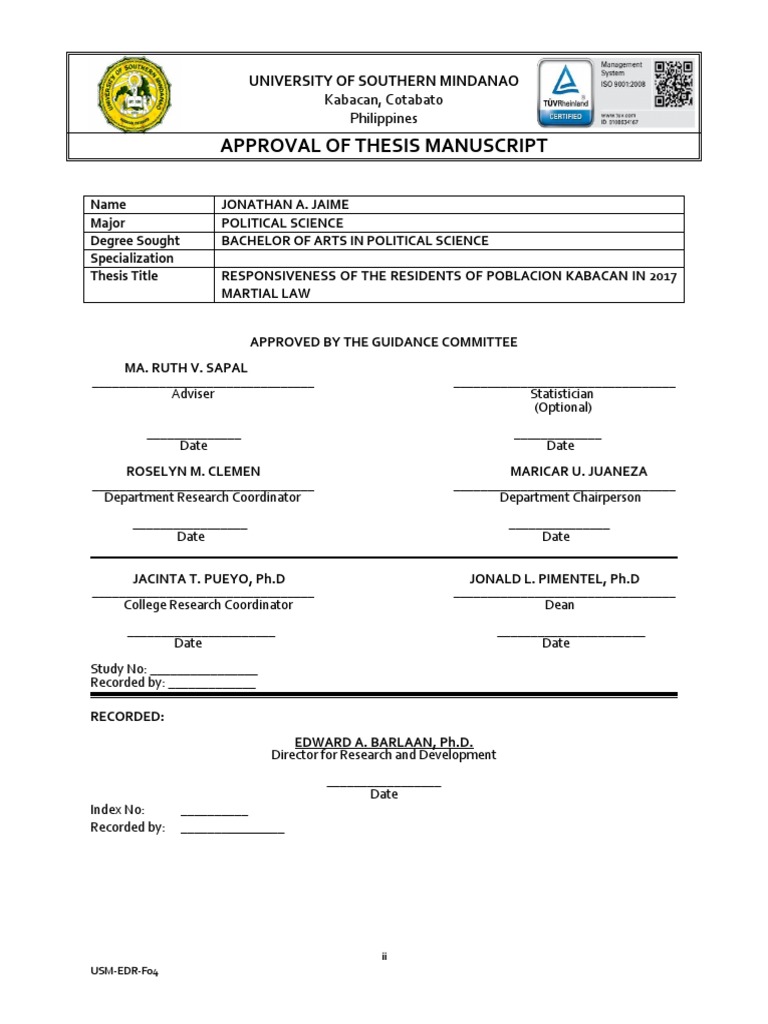C. Approval of Thesis Manuscript | PDF