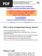 1.2 Layout of Modern Coal Power Plant, Super Critical Boilers, FBC Boilers, Steam and Heating Rates