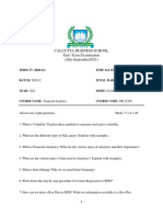 Calcutta Business School End - Term Examination (July-September2021)