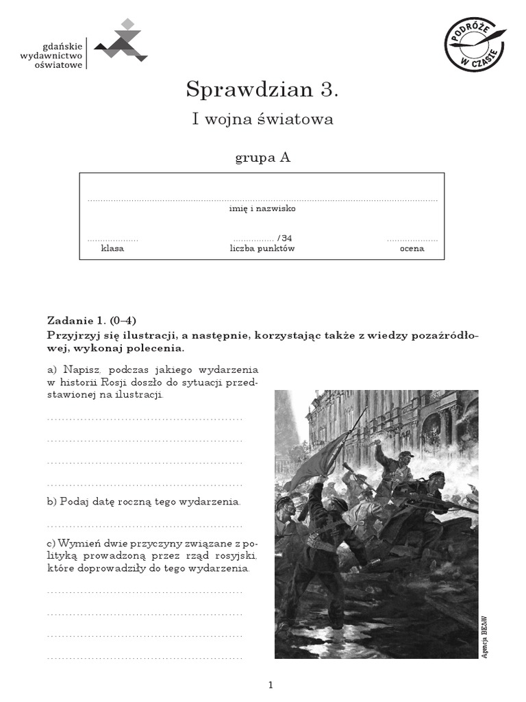 Historia I Społeczeństwo Wojna I Wojskowość Nowa Era Pdf 3 A Sprawdzian Wojna Swiatowaa PDF | PDF