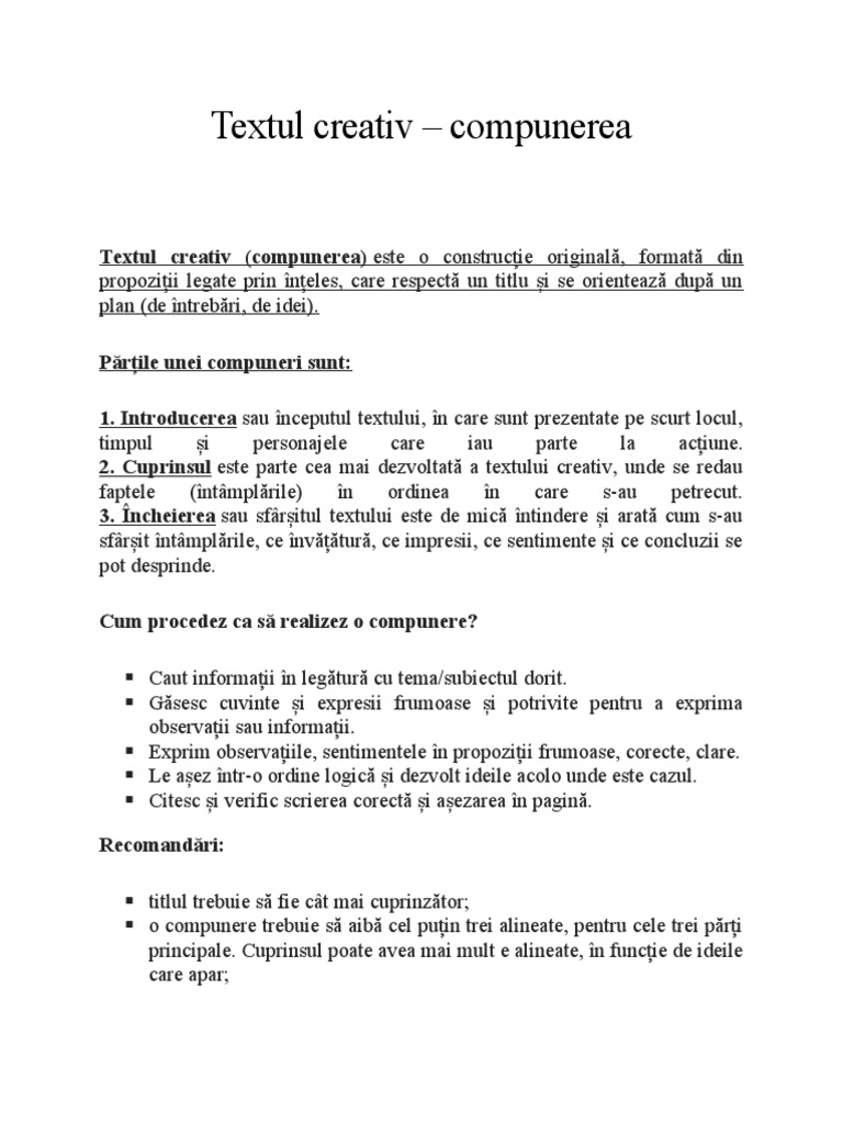 Compunerea - Partile Unei Compuneri | PDF