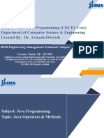 Subject Name Java Programming (CSE III Year) Department of Computer Science & Engineering Created By: Dr. Avinash Dwivedi