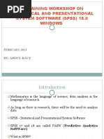 A Training Workshop On Statistical and Presentational System Software (SPSS) 18.0 Windows