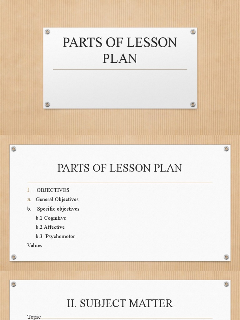 parts of lesson presentation