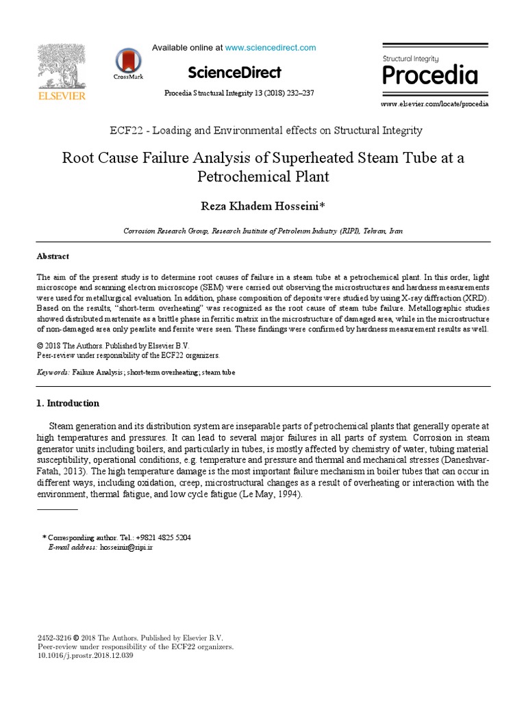Root Cause Failure Analysis of Superheated Steam T | PDF | Boiler ...