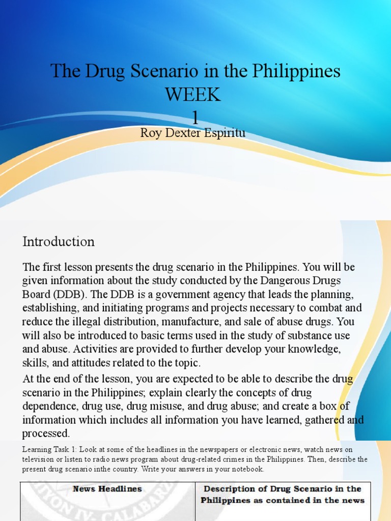 make an essay about drug scenario in the philippines