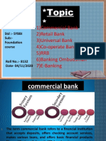 Topic : 1) Commercial Bank 2) Retail Bank 3) Universal Bank 4) Co-Operate Bank 5) RRB 6) Banking Ombudsman 7) E-Banking