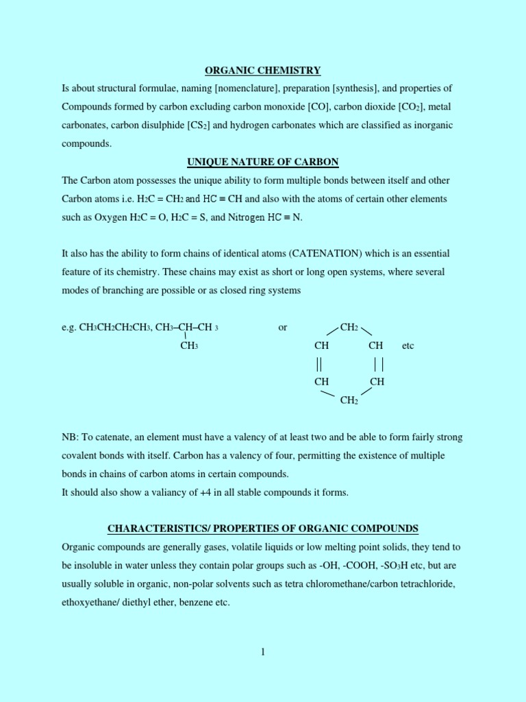 Organic Chemistry Overview and Concepts | PDF | Alkane | Chemical Polarity