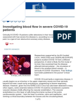 CORDIS - Article - 435602 Investigating Blood Flow in Severe Covid 19 Patients - en